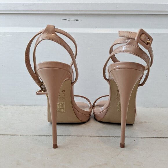 Aldo "Kat" Beige Strappy Stiletto Sandals (7.5) - Brand new in box, never worn - Picture 12 of 14